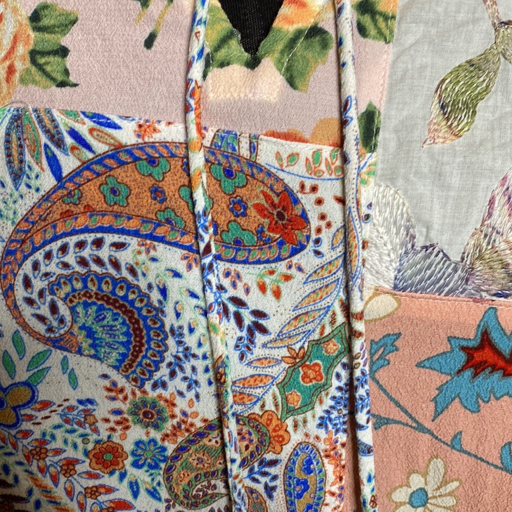 Jon Mark Patchwork Boho Top W Embroidered Lace Sl… - image 2